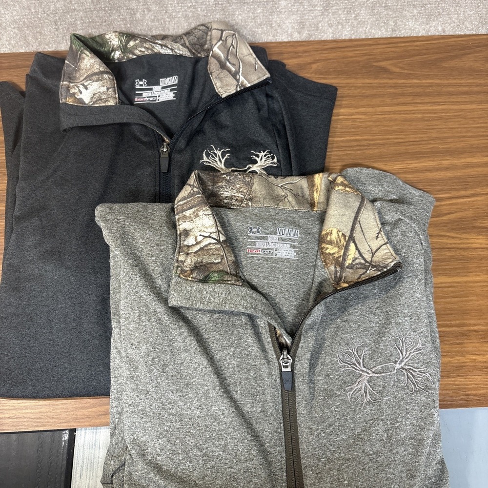 Under Armour Men's Heat Gear Loose Camo‎ Hunting Quarter Zip Bundle Size Medium